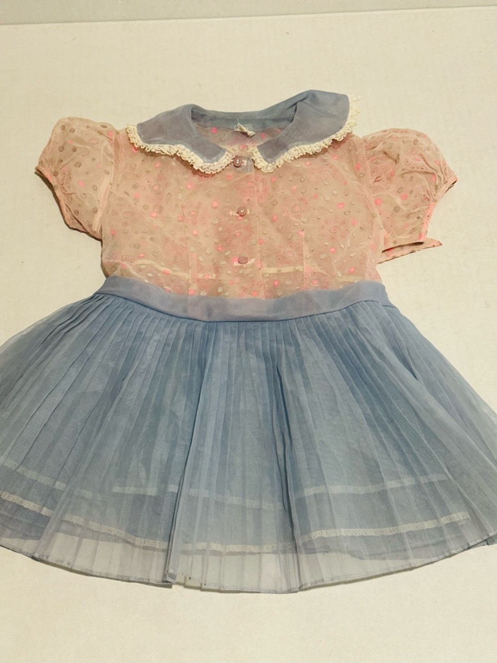 Vintage 50s Pastel Sheer Kawaii Kids Dress